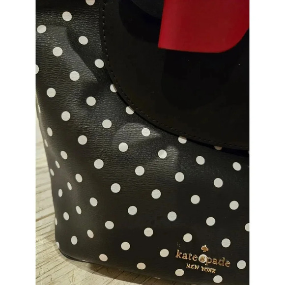 Kate Spade x Disney Minnie Mouse Polka Dot Leather Backpack - Picture 4 of 14